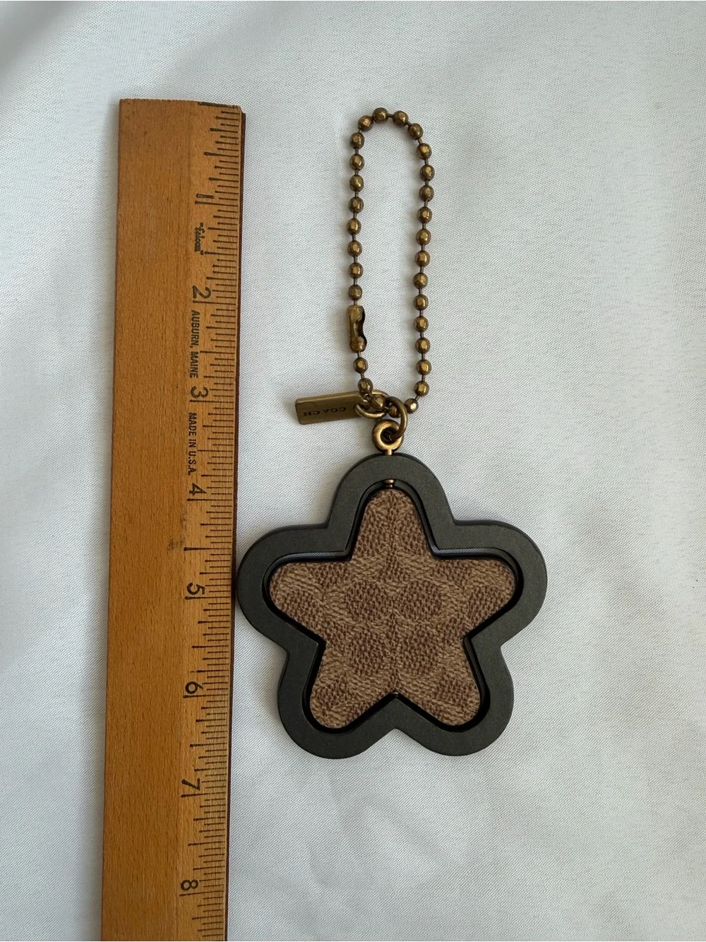 Coach 3D Star Bag Charm Keychain Signature Canvas Gold Hangtag
